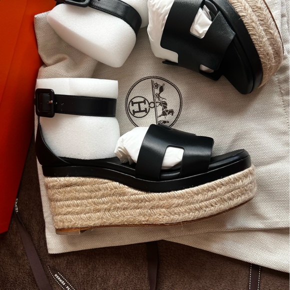 HERMES ELDA SANDAL ESPRADILLE WEDGE - Picture 1 of 12